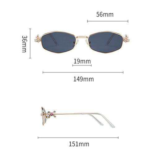 Fashion Rhombus Small Frame Retro Rhinestone Sunglasses For Women Metal Diamond Sun Glasses Vintage Bling Party Eyeglasses3