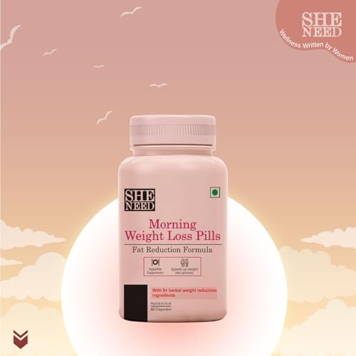 Image of SheNeed Morning Weight Loss Pills With Fat Reduction Formula For Daily Calorie Burn With Garcinia Cambogia, Green Tea Extract And Black Tea Extract For Men & Women, Vegan - 60 Capsules PACK OF - 2