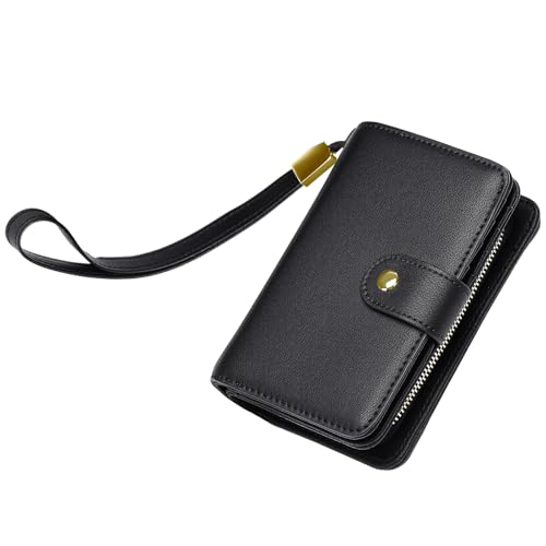 Portefeuille femme petit porte-cartes compact avec fermeture éclair et poche