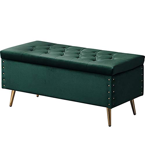 SXZenSpace Taburete Rectangular Plegable de Terciopelo con Almacenamiento, Apto para Uso doméstico, tapizado en Terciopelo, con Patas Antideslizantes, soporta hasta 150 kg, Mide 80 x 45 x 45