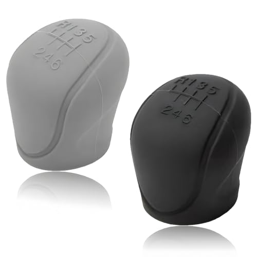 Tomedeks 2 Pezzi Copri Cambio Auto, Copri Pomello Cambio Auto, Copertura Per Pomello Del Cambio In Silicone Morbido,Manuale Per Auto Pomello Della Leva Del Cambio Antiscivolo(6 Marce)