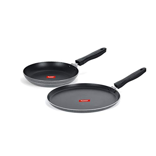 Image of SUMEET Aluminium Non Stick Plata Cookware Set (Silver, Dosa Tawa - 26.5Cm Dia, Tapper pan - 0.6Ltr - 20Cm Dia)