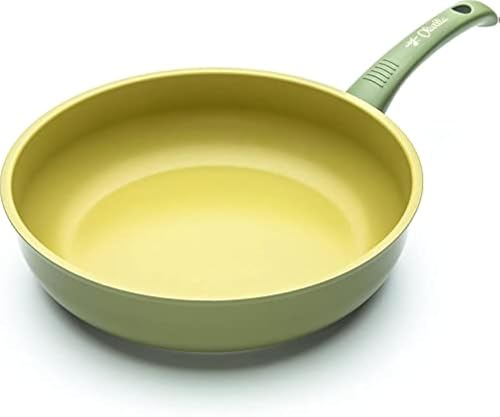 ILLA OL6332 Sartén Antiadherente al Aceite 100% Fabricada en Italia, Metal, Verde Oliva, 32 cm