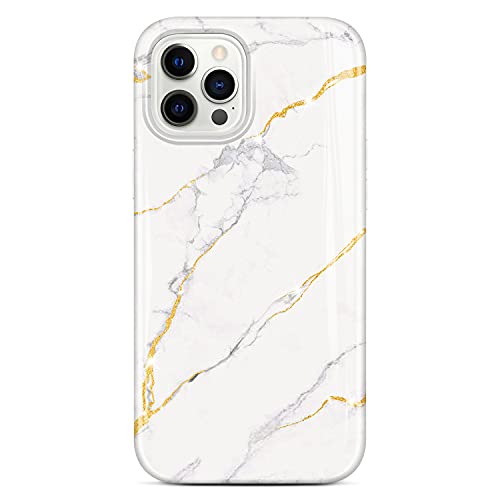 Coque iPhone 12 Pro antichoc fine silicone TPU blanc paillettes or