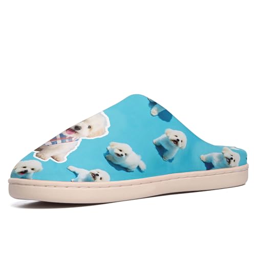 Custom Pet Photo Name Winter Slipper Personalized Fur Lined Warm Indoor Garden Winter Slippers Gift for Dog Cat Owner3