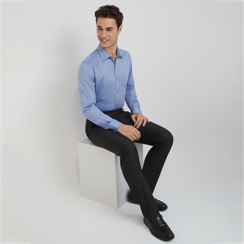 Image of Raymond Men Pure Cotton Slim Fit Structure Pattern Semi Cut Away Collar Formal Shirt