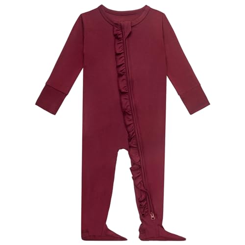 Image of GUISBY Baby Footies Ruffle Pajamas, Soft Long Sleeve with 2 Way Zipper Sleepers