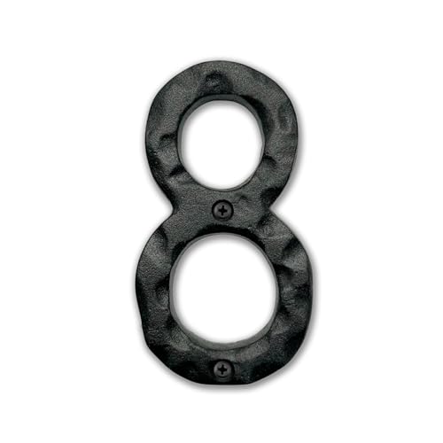 Image of NACH House Numbers for Outside, 4 inch Black Address Numbers for House - Number 8 - Rustic Numbers for Outside with Mounting Hardware