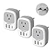 European Plug Adapter 3 Pack, TESSAN International Travel Power Adaptor 2 USB - Outlet Adapter Charger USA to Most of Europe EU Spain Iceland Italy Germany France (Type C)