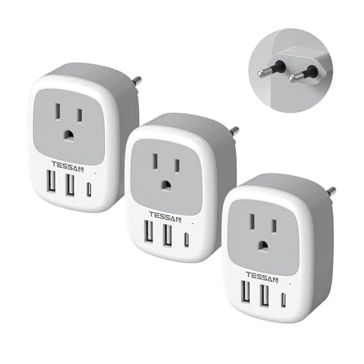 European Travel Plug Adapter 3 Pack, TESSAN International Power Adaptor 2 USB, Type C Outlet Adapter Charger USA to Most of Europe EU Spain Iceland Italy Germany France Israel