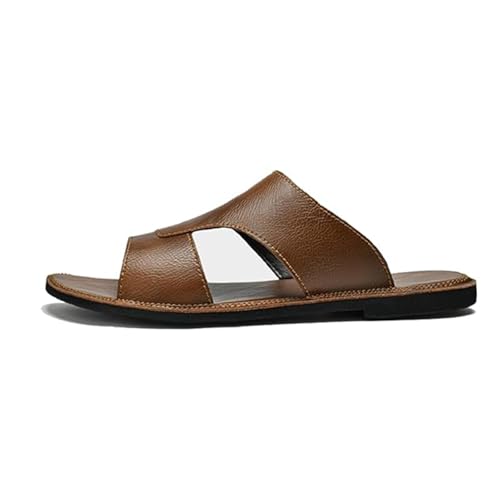 Men's Leather Perforated Sandals - Comfortable Lightweight Open-Toe Anti-Slip Slides Summer Outdoor Beach Shoes4