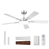 addlon Ceiling Fans with Lights, 52 inch Silver Ceiling fan with Light and Remote Control, Reversible, 3CCT, Dimmable, Noiseless, Ceiling Fan for Bedroom, Farmhouse, living room, Indoor/Outdoor Use