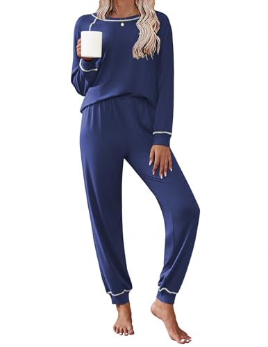 Image of Ekouaer Pajamas Set for Women Soft Comfy Pjs Sets Long Sleeve Sleepwear Loungewear S-XXL