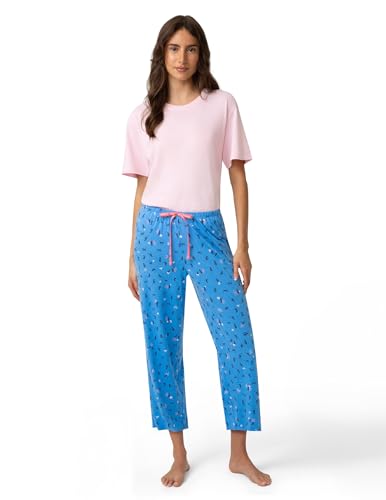 Image of HUE Women's Spring Pajama Separates Soft Whimsical Print Pjs with Flowers, Animals, Garden Themed Pjs, Cocktails