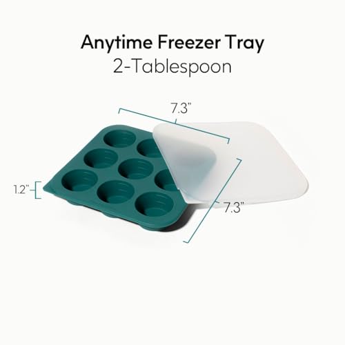 Image of Anyday 2-Tbsp Silicone Freezer Tray with Silicone Lid for Sauces, Purees, Garlic, Herbs, Tomato Paste | Plastic-Free Freezer Molds | 1 Oz Meal Prep Ice Cube Tray Reusable