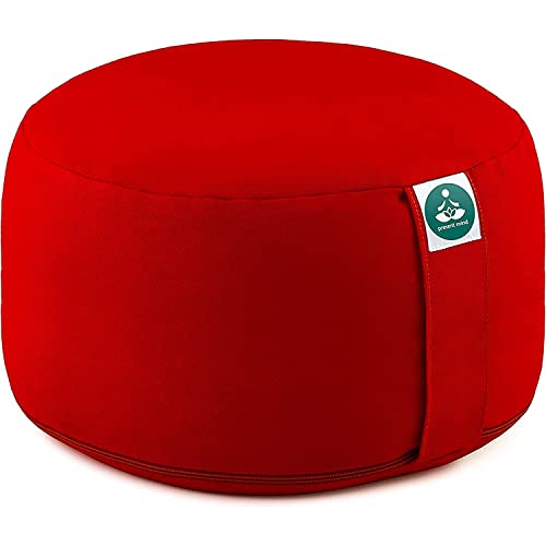 Present Mind Coussin de Méditation Rond - Coussin Yoga Haut - Coussin Méditation 100% Naturel - Zafu - Fabriqué dans l’UE - Housse Lavable - Couleur : Sable - Hauteur : 16 cm