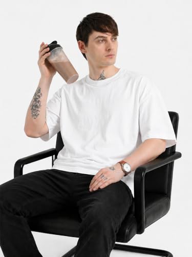 Image of Men's Oversized Plain Round Neck 100% Cotton T-Shirt | Soft Breathable Casual Half Sleeve Tee