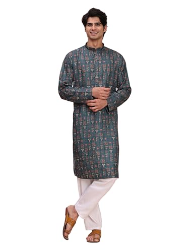 Image of Pro-Ethic Style Developer Men's Cotton Printed Kurta Pajama Set Traditional Outfit | Mandarin Collar (E-129)