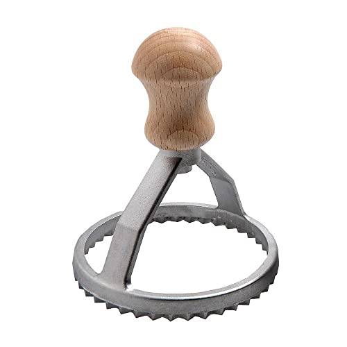 Eppicotispai Aluminum Round Ravioli Stamp with Beechwood Handle, 3-Inch