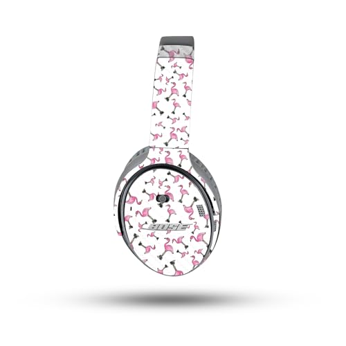 Image of MightySkins Carbon Fiber Skin Compatible with Bose QuietComfort 35 II Headphones - Cool Flamingo | Protective, Durable Textured Carbon Fiber Finish | Easy to Apply