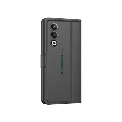 Image of KIVANO LUXE Compatible for OnePlus Nord CE 4 5G Luxury Handmade Leather Magnetic Flip Folio Case | Card Holder & Kickstand | Slim Protective Cover | Unisex - Black