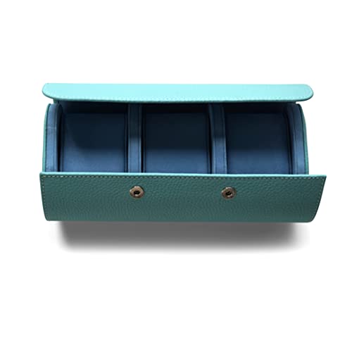 Estuche enrollable de piel para 3 relojes, color turquesa Cover
