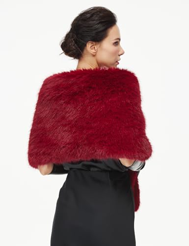 Women 1920s Faux Fur Shawl Wrap Stole Shrug Winter Bridal Wedding Scarf Party Cover Up for Evening Dresses4