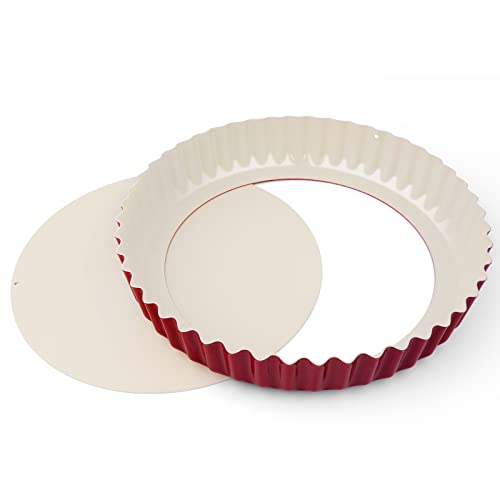 Tart Pan With Removable Bottom 8 Inch, Non-Stick Carbon Steel Fluted Round Baking Pan, Pie Pan For Baking Pies, Quiche Cheese Cakes And Desserts, Quiche Pan For Baking Party Holiday Christmas Cooking #TOP1