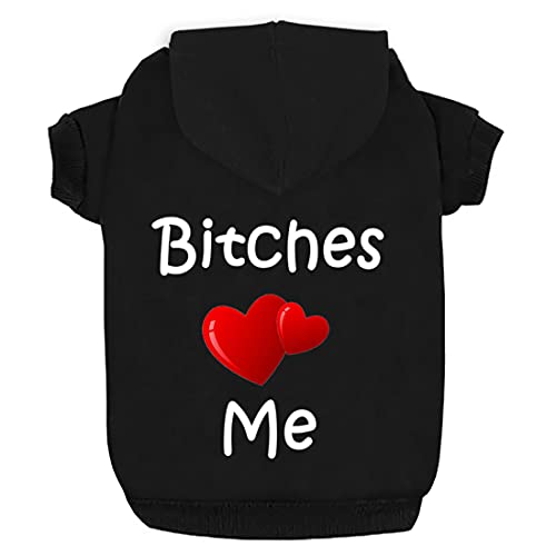 Dog Hoodie Dog Hoodies for Small Dog Clothes Apparel Love Me Fleece Sweater Winter Sweatshirt Warm Cotton Grooming Hoodie for Small Dog Medium Large Dog Cat Black S