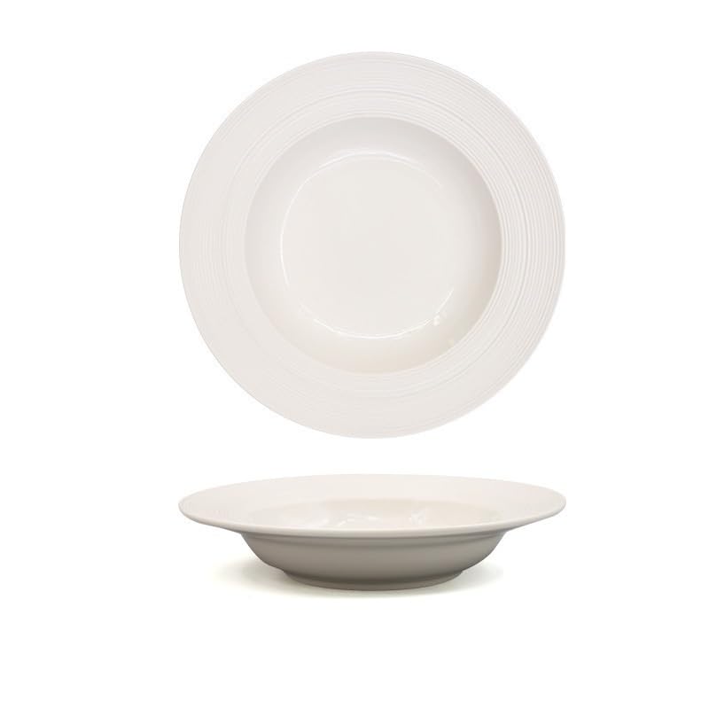 Platos Llanos platear de cerámica simple, platear de restaurante de hotel, platear ligero de lujo cepillado Platos de Ensalada(9inch-white)