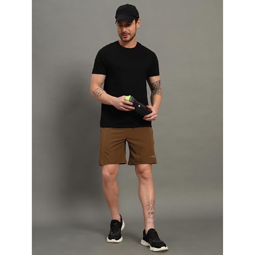 Image of ATICX Polyester Shorts for Men - Quick Dry Lightweight with Zipper Pockets - Gym, Running, Jogging, Training Half Pants for Basketball, Swimming, Badminton, Cycling, Football, Outdoor & Home Wear