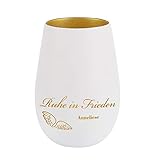 Inhalt: ohne Kerze private grief Trauerlicht Gedenk Windlicht mit Gravur - Ruhe in Frieden - mit Namen des Verstorbenen Weiß