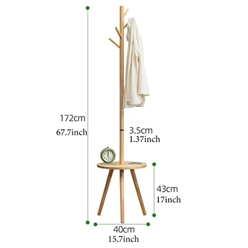 Porte-manteau en bois sur pied avec table basse d'appoint