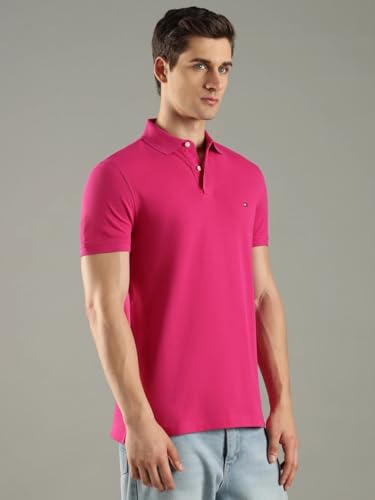 Image of Tommy Hilfiger Solid Regular fit Cotton Polo t-Shirt
