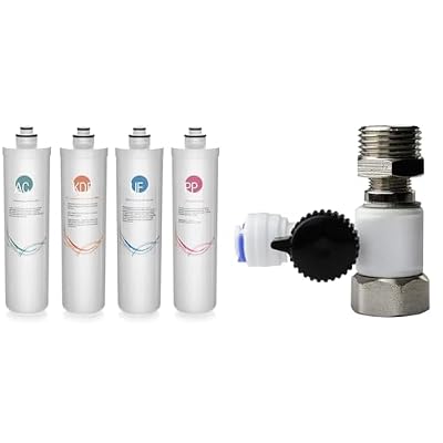 iSpring F4-CUA4 Replacement Pack for 4-Stage Ultra Filtration System CU-A4, Sediment, UF, KDF & AFW43 Water Systems Feed Water Adapter, Fits 1/2" NPT and 3/8" COMP, Cold Water Supply Valve
