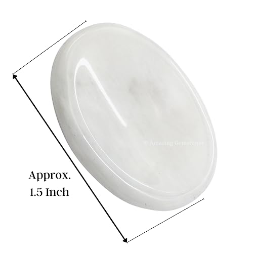 Image of Amazing Gemstone Snow Quartz Worry Stone Crystals and Healing Stones - Worry Stones for Stress Relief Gifts - Piedra Crystal Fidget for Meditation - Unique Stocking Stuffers and Birthday Gifts