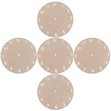 FELTECHELECTR Kit 5 Pezzi Quadrante Orologio in Legno Naturale Tondo Beige per Attività Fai da Te e Progetti di Natale, Resistente per Famiglie