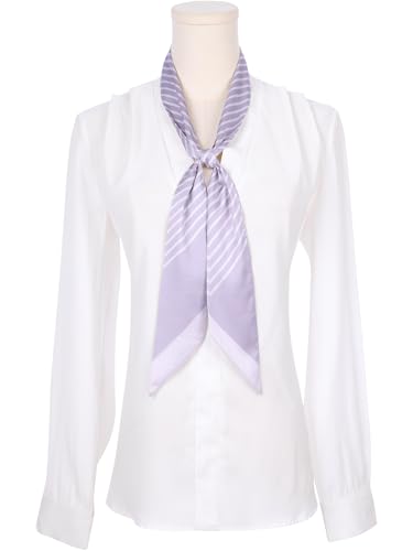 Women Striped Print Skinny Long Scarves, Satin Silky Neck Scarf Neckerchief Ribbon Headband2