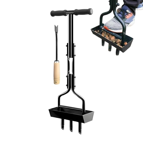Renopfect Aireador cespeds, Escarificador Aireador cespeds, Escarificador cespeds Manual Aireador De Césped Con Bandeja De Borde Curvado Y Herramientas De Jardín, Escarificador Para Suelos Compactados