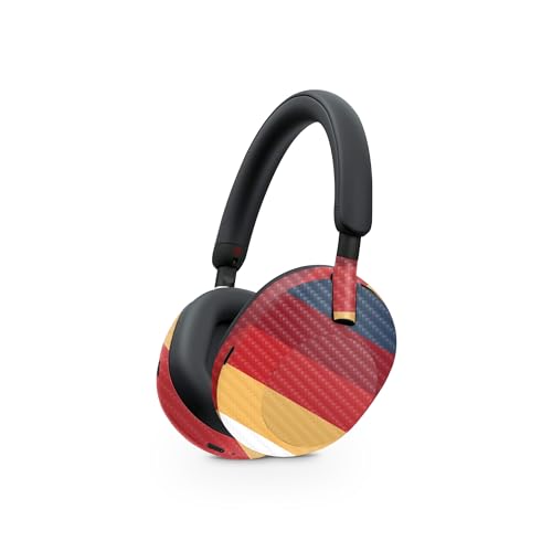 Image of MightySkins Carbon Fiber Skin Compatible with Sony WH-1000XM5 Headphones - Vintage Lines | Protective, Durable Textured Carbon Fiber Finish | Easy to Apply