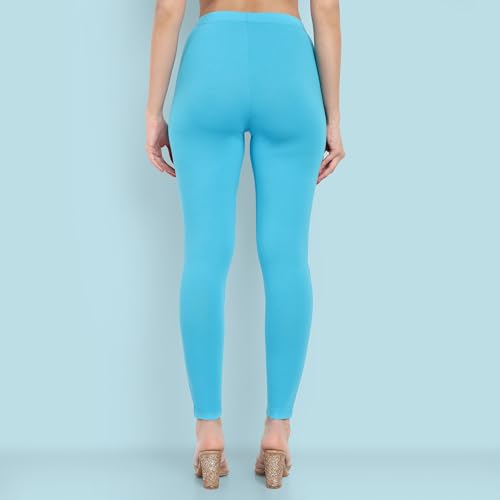 Image of ONE SKY Women Full Length Leggings | Cotton Modal Spandex Blend | High Waist Stretchable & Bio-Washed Fabric | Colour-Lock Technology | Comfortable Leggings for Women