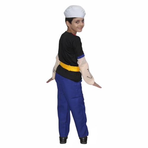 Image of Kaku Fancy Dresses Polyester Sailor Man Cartoon Costume -Blue & White, 5-6 Years, For Boys