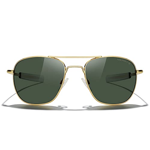 MERRY'S Classic Square Aviator Military Polarized Sunglasses for Men or Women S86363