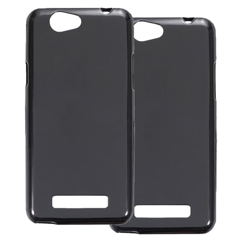 UOGNADGD 2-Pack Coque TPU Compatible avec Wileyfox Spark+ Housse de Téléphone - Accessoires de Protection Flexibles et Antichoc avec Découpes Précises (Noir + Noir)