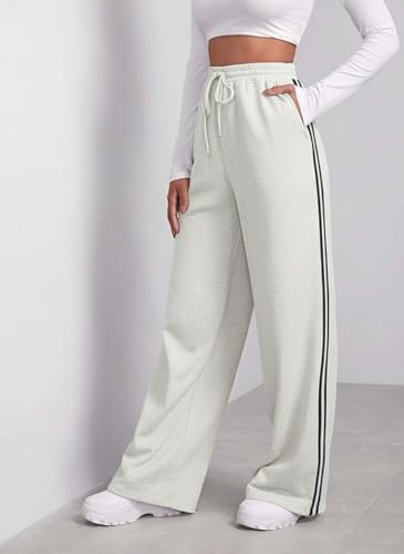 Image of dockstreet Straight Long Length Trouser Style Drawstring Contrast Belt Black and White Trackpant for Women /Trending, Relaxed Casual Lowers for Women