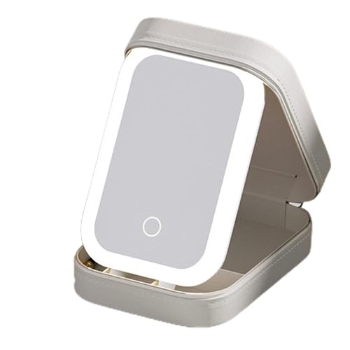 Maletín de maquillaje – Organizador de maquillaje con espejo iluminado, caja de almacenamiento a prueba de polvo para cosméticos | Soporte portátil para cosméticos con asa, caja de cosméticos para uso