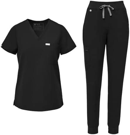 FIGS Catarina Top & Zamora High Waisted Scrub Pants Set for Women...