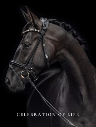 Celebration of Life: Black Horse Cover for Wake or Funeral Guest Book - Memorial Service Sign In Log Hardcover