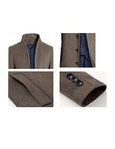 Lavnis Men's Trench Coat Long Wool Blend Overcoat Slim Fit Down Topcoat Thicken Style Black M #TOP1