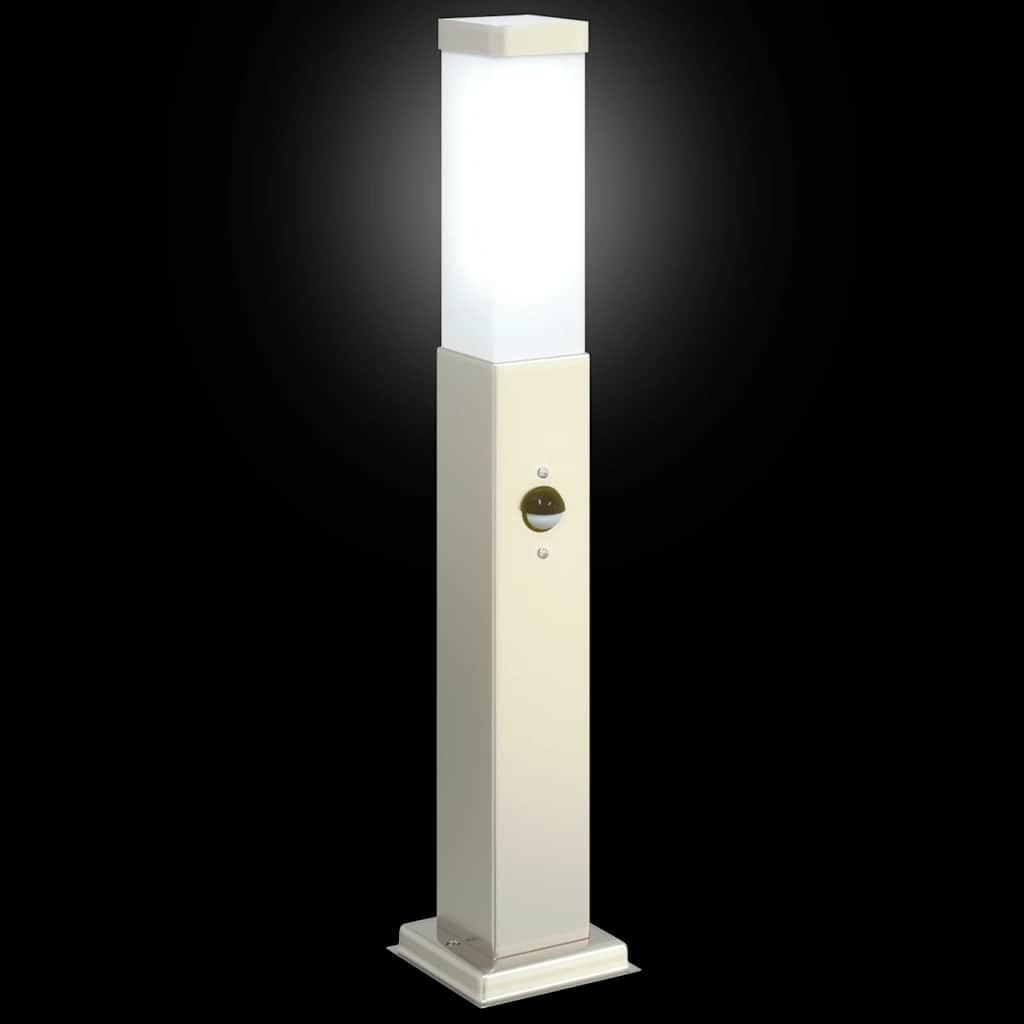 Lampada a colonna con sensore in acciaio inox, altezza 50 cm, IP44, resistente alle intemperie, per terrazza, giardino e vialetto, con sensore di movimento PIR e diffusore, distribuzione